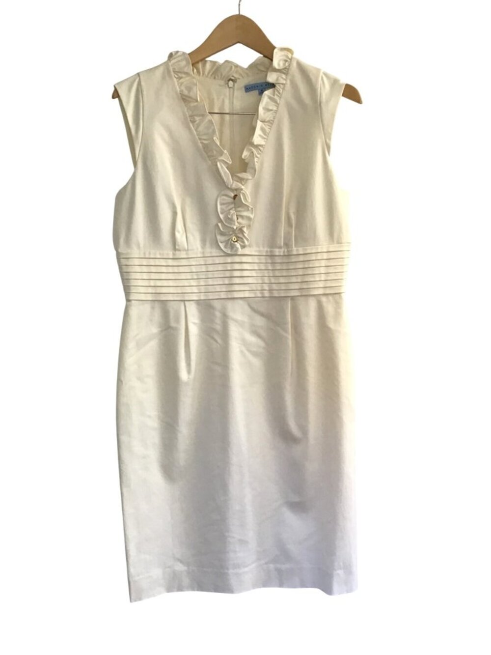 ANTONIO MELANI -WOMENS MIDI V-NECK RUFFLE BACK ZIP-UP CLOSURE DRESS SIZE 10